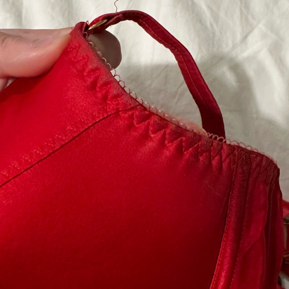 Agent Provocateur Set Silk Red Felinda Bra and Suspender (36E, AP size 3/medium) - Picture 9 of 9